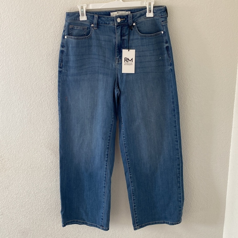 Rebecca Minkoff Women’s Wide Leg Pants with Customized Painted Back Pockets Sz 8